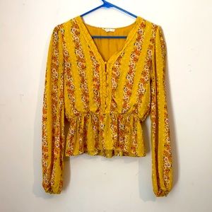 LE LIS Yellow Long Sleeve Blouse